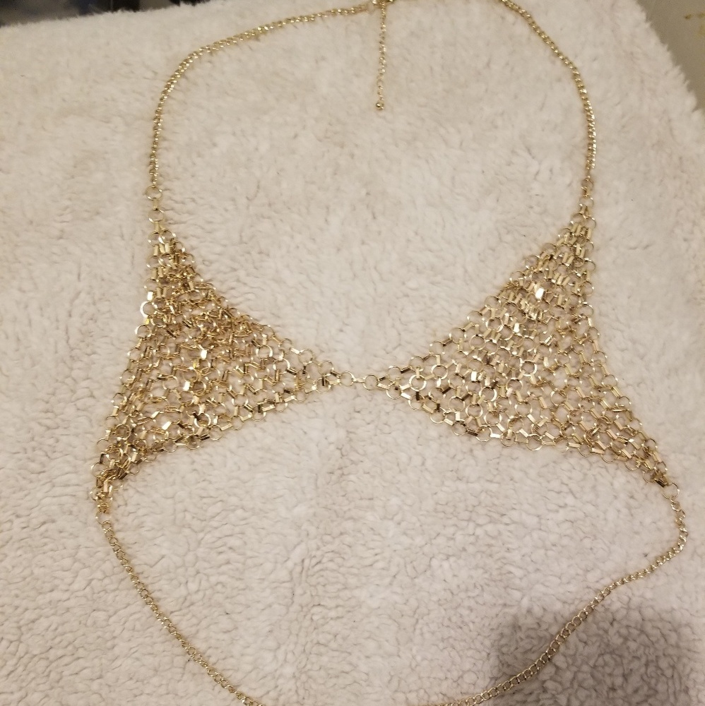 3/$15 Gold chain bra top